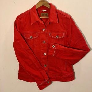 Never Worn Levi’s Red Trucker Jean Jacket